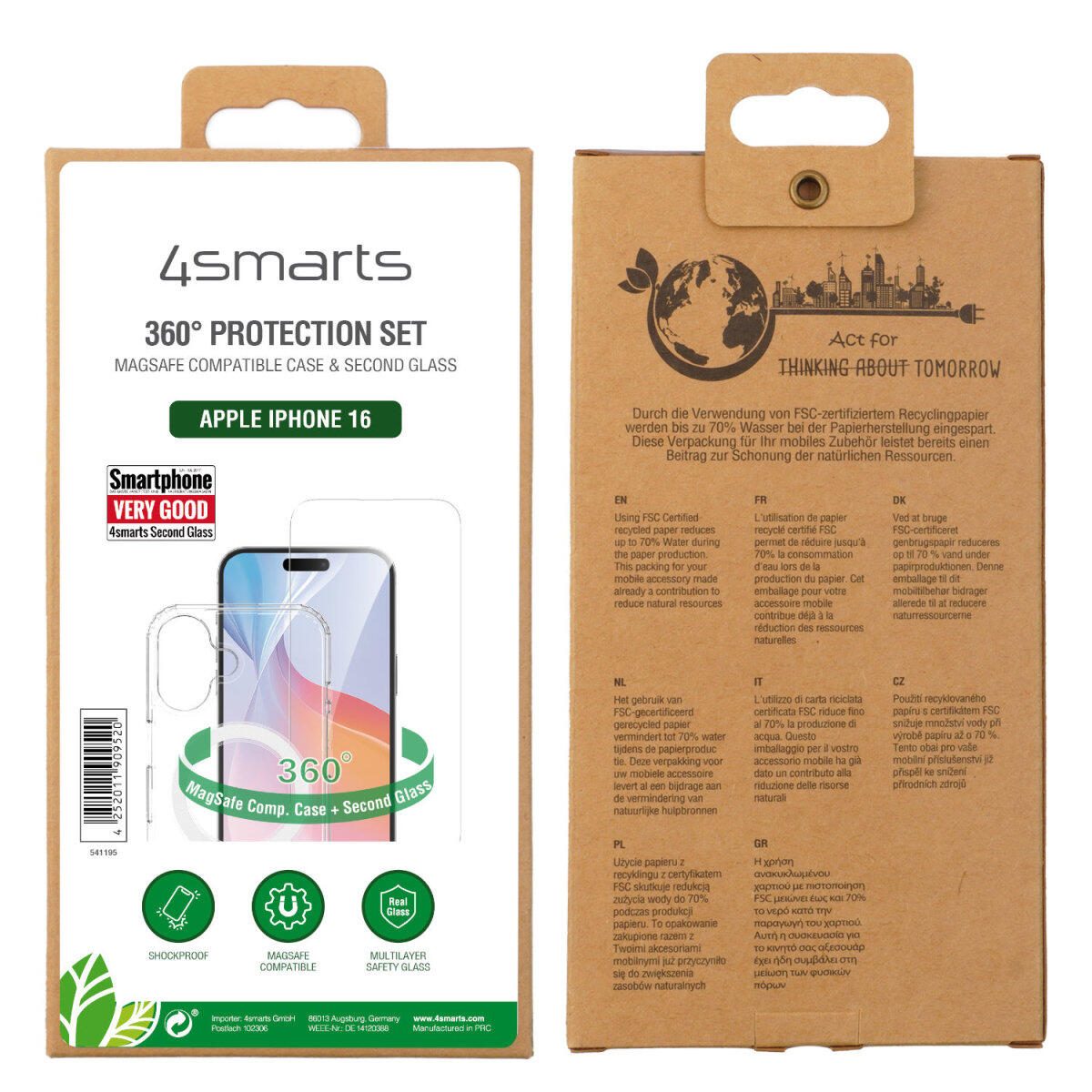 4smarts 360° Premium Protection Set für Apple iPhone 16 MagSafe-kompatibel 4smarts 360° Premium Protection Set für Apple iPhone 16 MagSafe-kompatibel